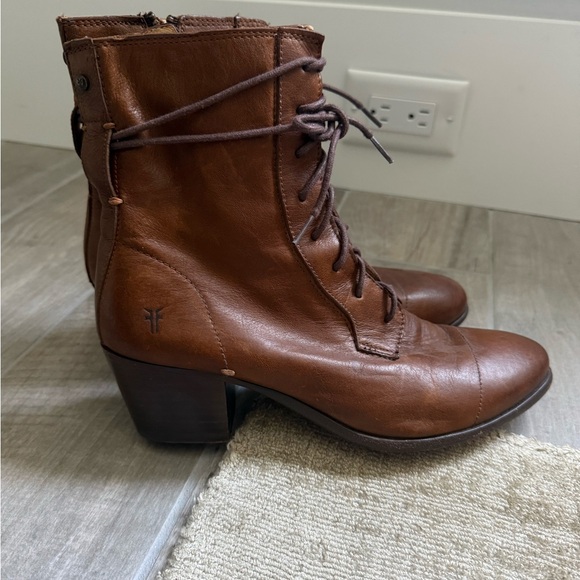 Frye Brown Lace Up Leather Boots - Picture 2 of 9